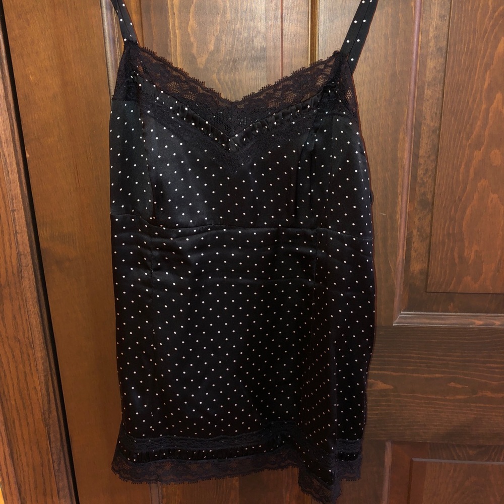 Black and white silk tank